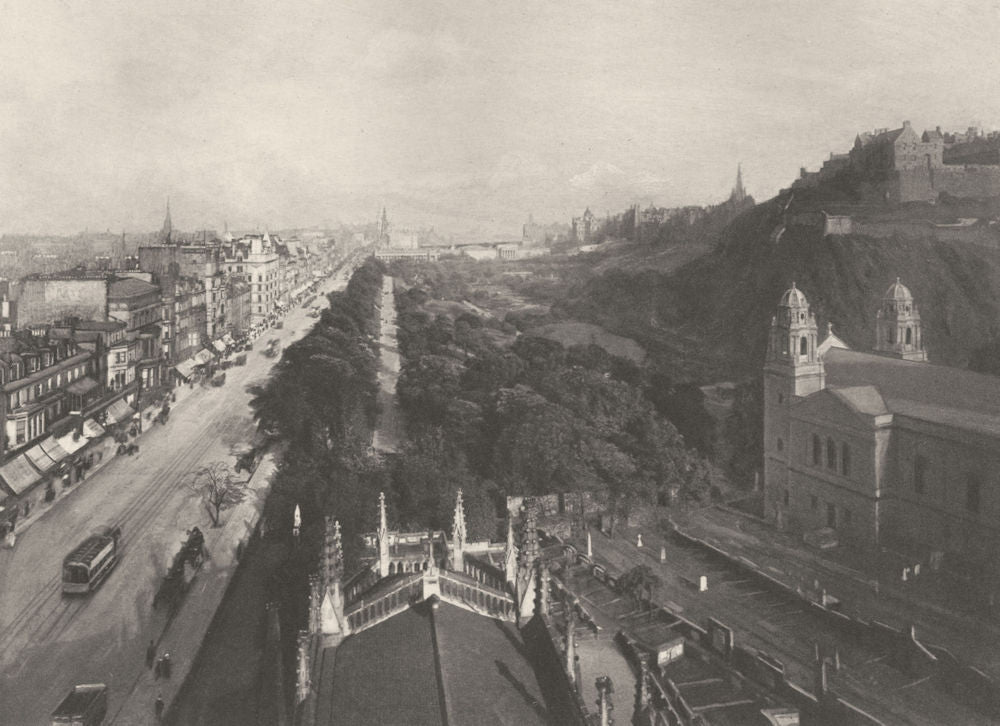 SCOTLAND. Edinburgh, towards Calton Hill west end of Princes street 1901 print